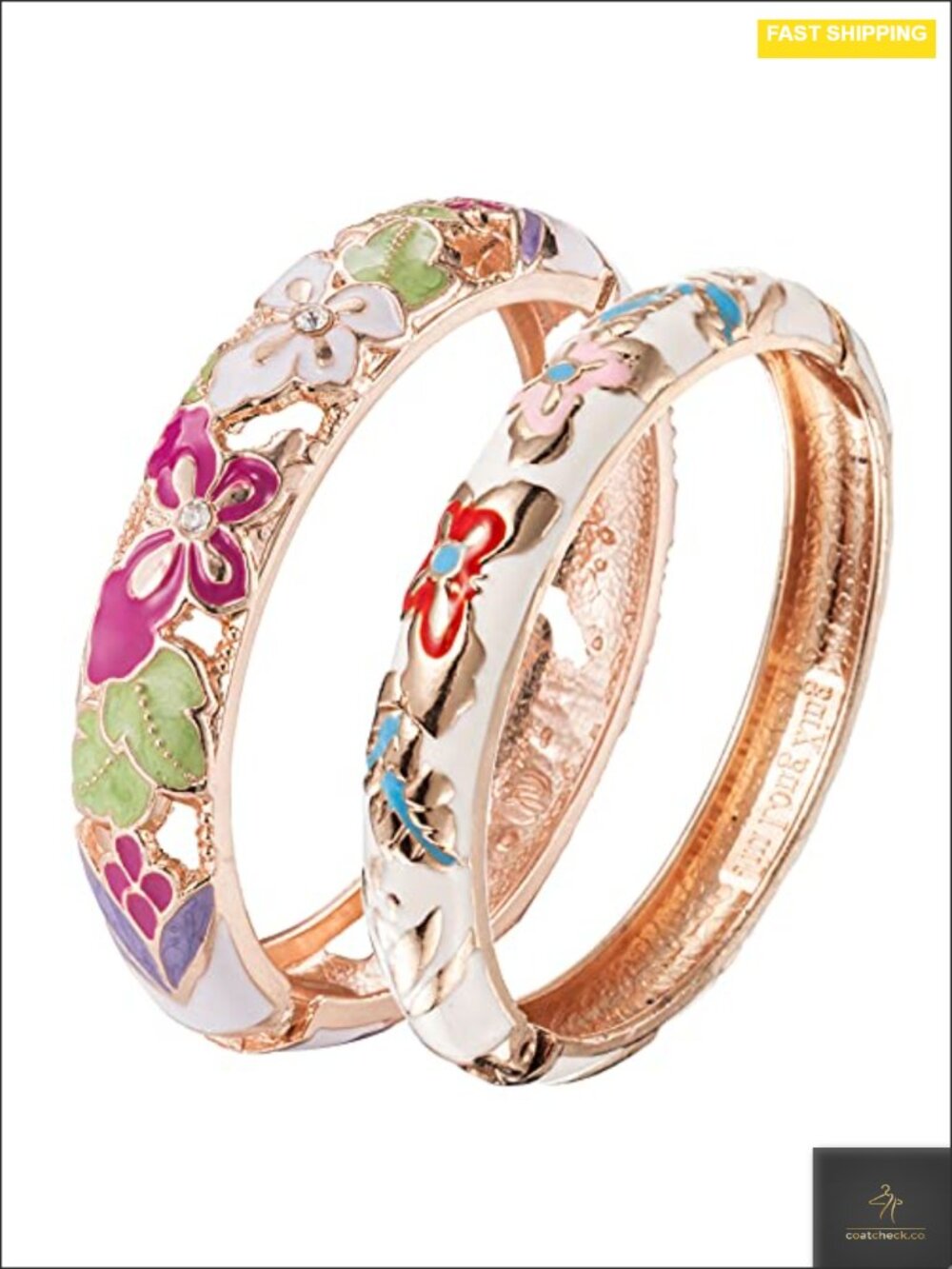Enameled Butterfly Bangle Bracelets Set
